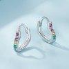 Pendientes de Aro con Corazón Arcoíris al Estilo Pandora - SCE1626-CF