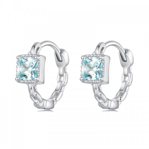 Pendientes de princesa azul marino con forma cuadrada estilo PANDORA - BSE1100
