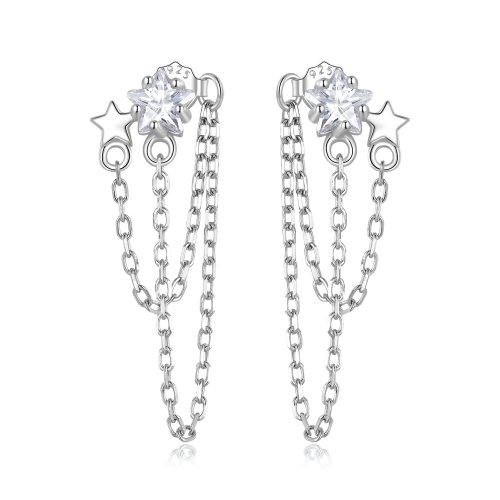 Pendientes colgantes de borlas estilo Pandora con estrellas - BSE709