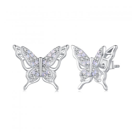 Pendientes de Mariposa de Estilo Pandora - BSE910 - Haga click en la imagen para cerrar
