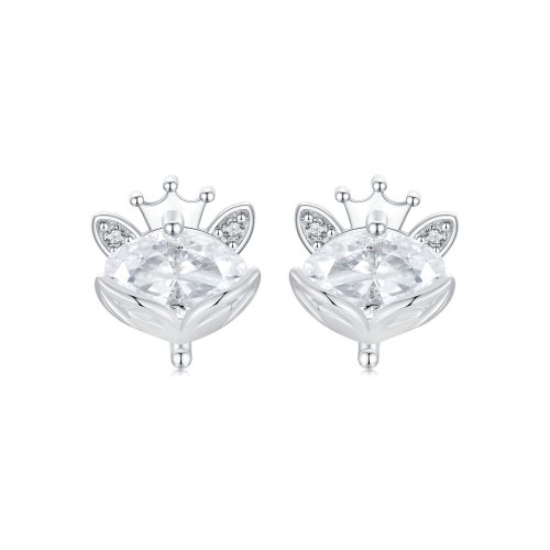 Pendientes estilo PANDORA con corona de princesa y zorro - SCE1708