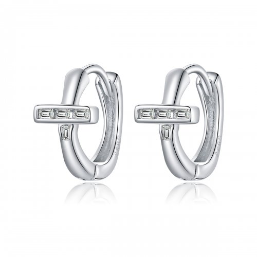 Aros de aro brillante de estilo Pandora en plata - SCE1041