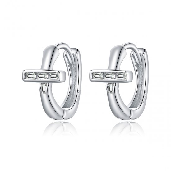 Aros de aro brillante de estilo Pandora en plata - SCE1041 - Haga click en la imagen para cerrar