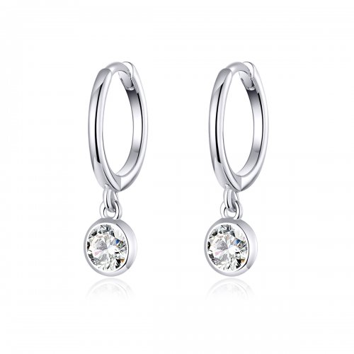 Pendientes colgantes de plata estilo Pandora con circonias - SCE830