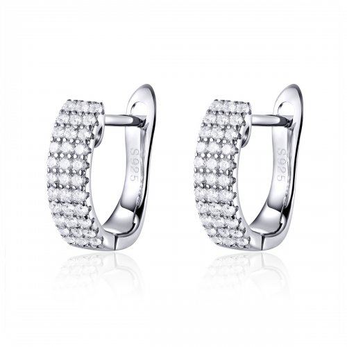 Aros de aro estilo Pandora plateados con brillo - SCE560