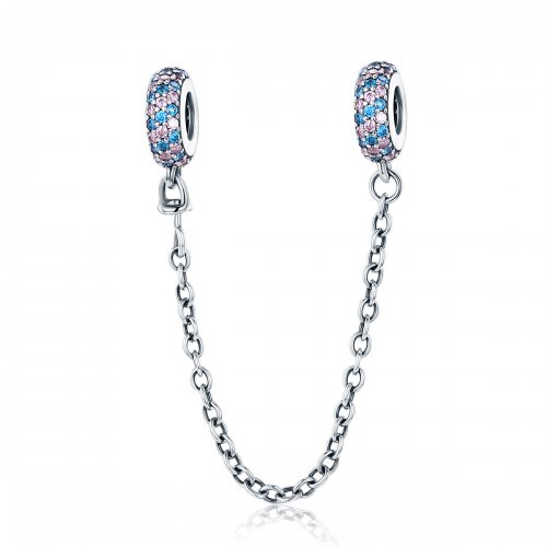 Pandora Estilo Rosa Azul Milagro Cadena de Seguridad - SCC379