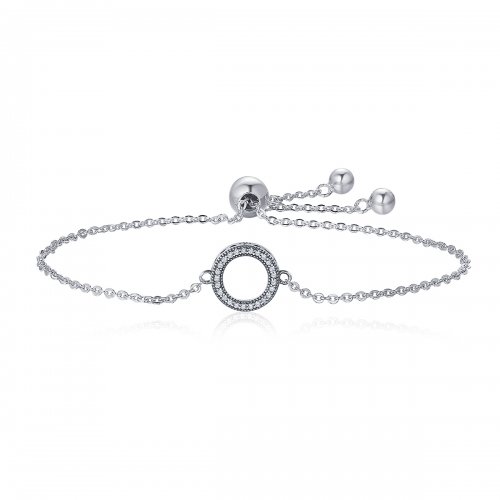 Pulsera deslizante estilo Pandora con halo plateado - SCB030