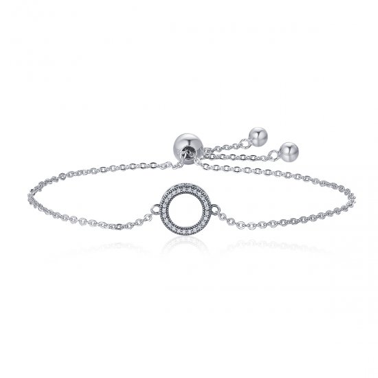 Pulsera deslizante estilo Pandora con halo plateado - SCB030 - Haga click en la imagen para cerrar