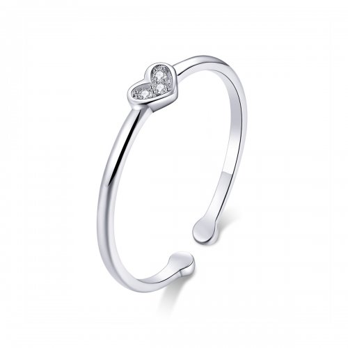 Anillo de plata estilo Pandora con corazón de dama - SCR491