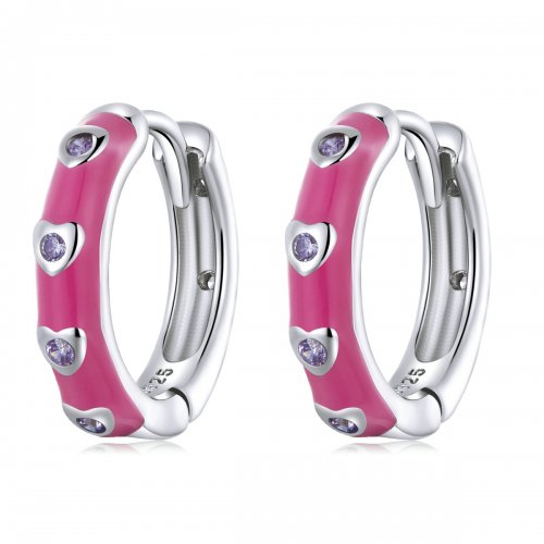 Aros de aro estilo Pandora con diseño de amor sencillo - BSE595