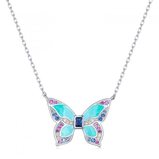 Collar estilo Pandora con mariposa - BSN306 - Haga click en la imagen para cerrar