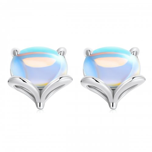 Pendientes de Estilo Pandora con Zorro de Piedra Lunar - SCE1386