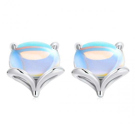 Pendientes de Estilo Pandora con Zorro de Piedra Lunar - SCE1386 - Haga click en la imagen para cerrar