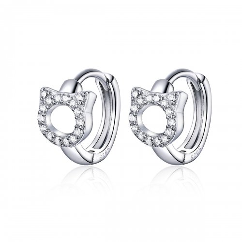 Estilo Pandora Lindos Pendientes de Aro de Gato - BSE171
