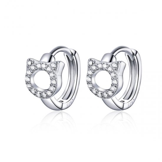 Estilo Pandora Lindos Pendientes de Aro de Gato - BSE171 - Haga click en la imagen para cerrar
