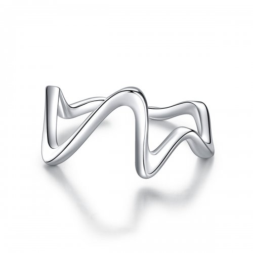 Anillo abierto de ondas de plata estilo Pandora - SCR673 Anillo abierto de ondas de plata estilo Pandora - SCR673