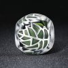 Charm en estilo Pandora de plata con hojas verdes enamoradas - SCC524