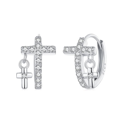 Pendientes de cruz estilo PANDORA - BSE1002
