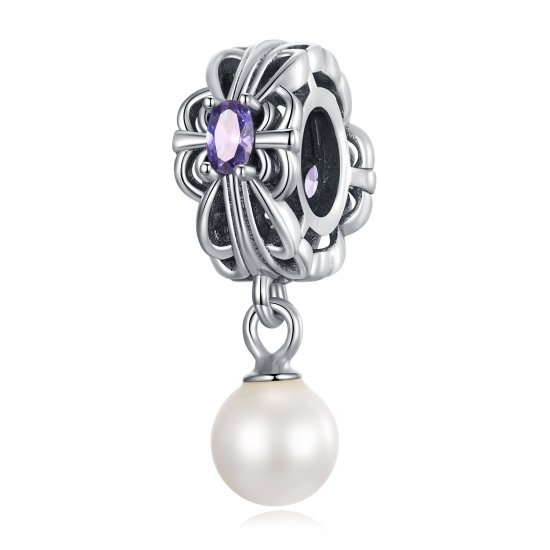 Charm de estilo Pandora con perlas y cintas - BSC638 - Haga click en la imagen para cerrar