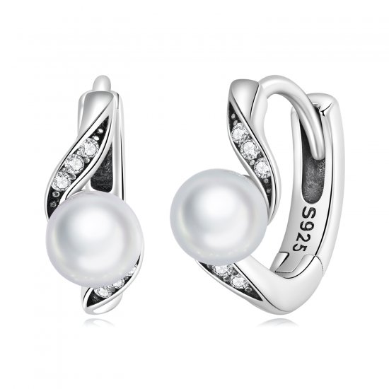 Aros de argolla con cuentas estilo Pandora de conchas - BSE710 - Haga click en la imagen para cerrar