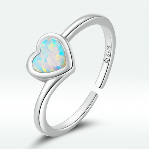 Anillo abierto de amor con estilo Pandora y ópalo - BSR234