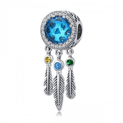 Charm de Atrapasueños de Plata Estilo Pandora con Zafiro - SCC1384