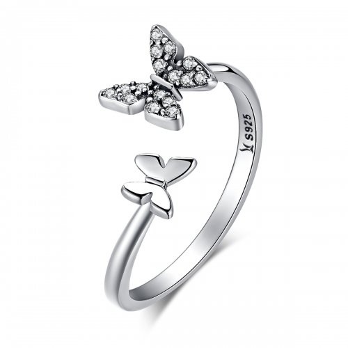 Anillo de Baile de Mariposa de Estilo Pandora en Plata - SCR087