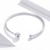 Pulsera abierta de plata estilo Pandora con diseño sencillo y elástico - SCB198