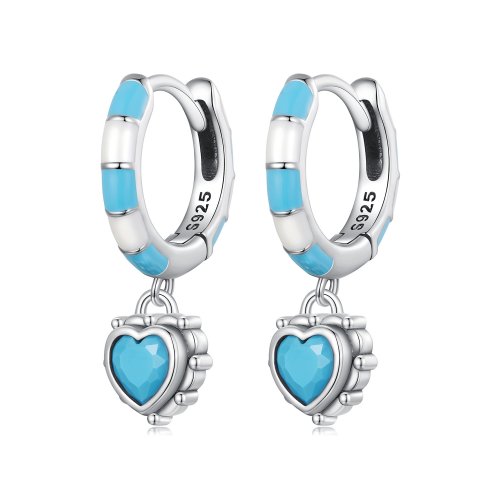 Aretes en forma de corazón estilo Pandora - SCE1594