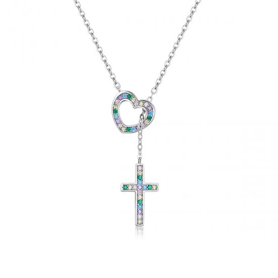 Collar estilo Pandora con cruz de amor - BSN244 - Haga click en la imagen para cerrar