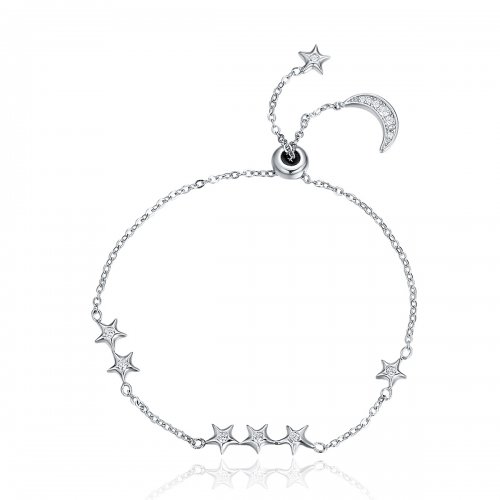 Pulsera deslizante estilo Pandora de plata Whisper of Star and Moon - SCB007