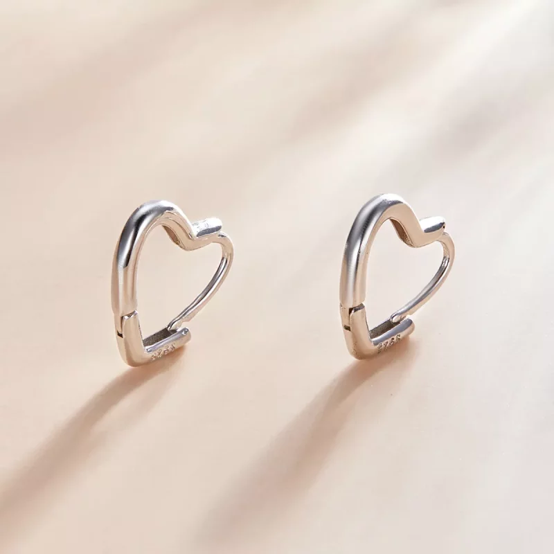 (imagen para) Aretes de argolla con corazón de metal estilo Pandora - SCE1174-A - Ver 2