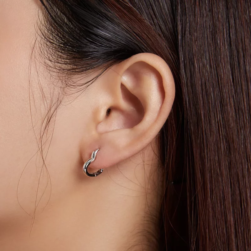 (imagen para) Aretes de argolla con corazón de metal estilo Pandora - SCE1174-A - Ver 4