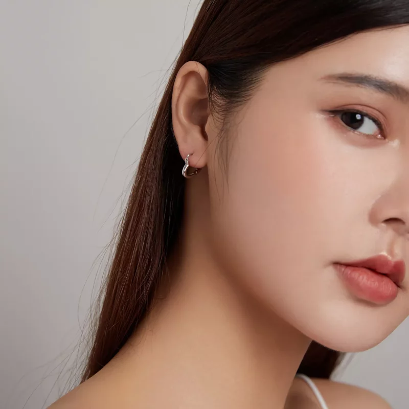 (imagen para) Aretes de argolla con corazón de metal estilo Pandora - SCE1174-A - Ver 5