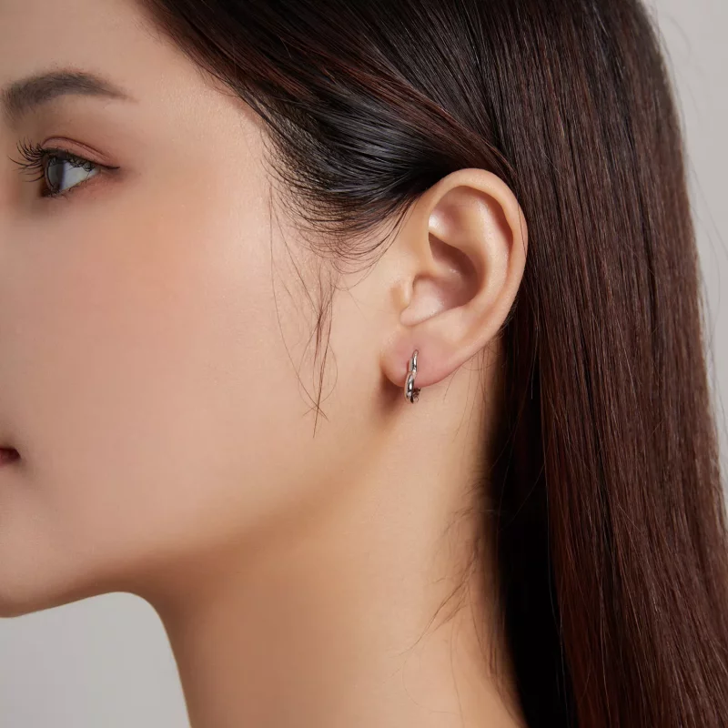 (imagen para) Aretes de argolla con corazón de metal estilo Pandora - SCE1174-A - Ver 6