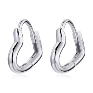 (imagen para) Aretes de argolla con corazón de metal estilo Pandora - SCE1174-A