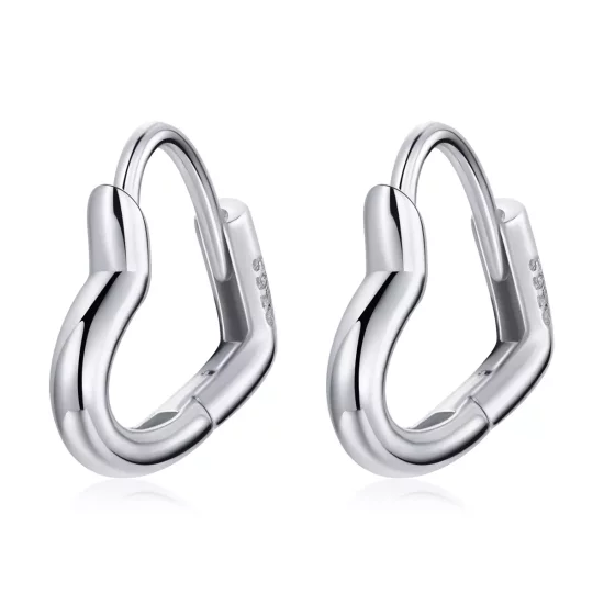 (imagen para) Aretes de argolla con corazón de metal estilo Pandora - SCE1174-A