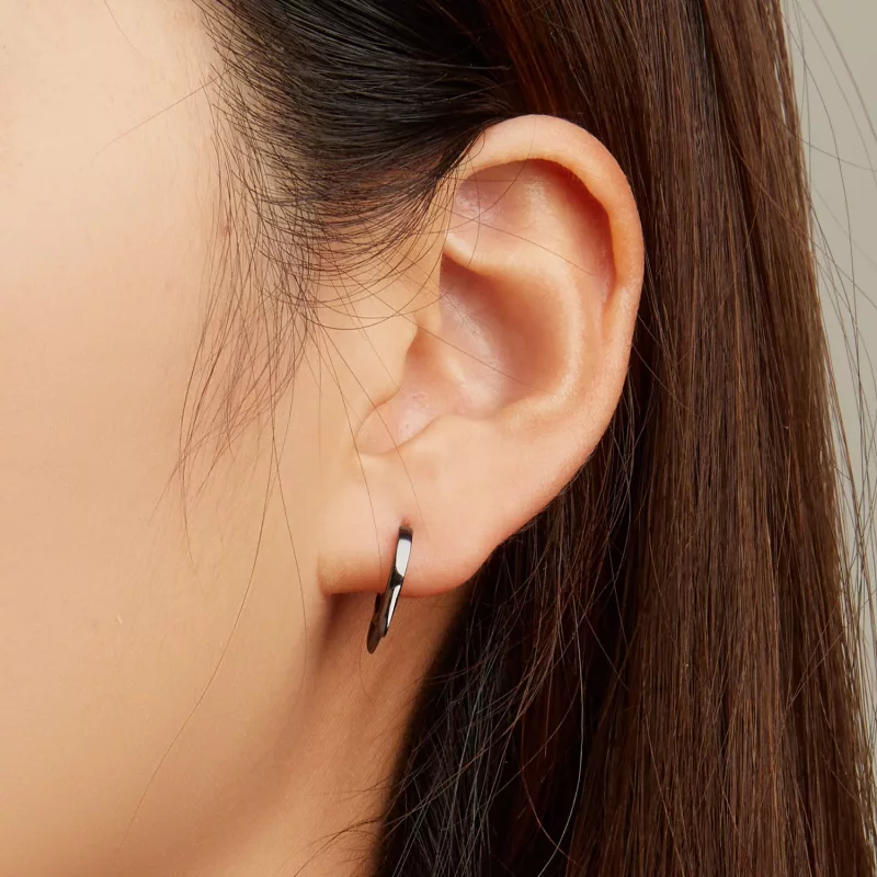 (imagen para) Aretes de argolla con estilo Pandora de orejas de gato negro - SCE1515 - Ver 6