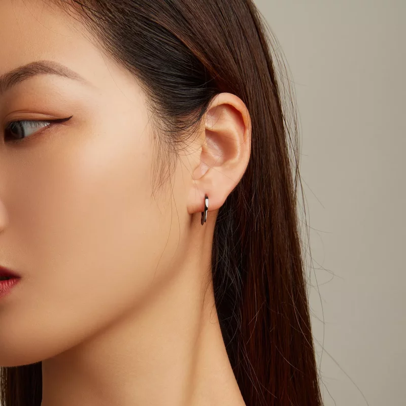 (imagen para) Aretes de argolla con estilo Pandora de orejas de gato negro - SCE1515 - Ver 8