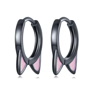 (imagen para) Aretes de argolla con estilo Pandora de orejas de gato negro - SCE1515
