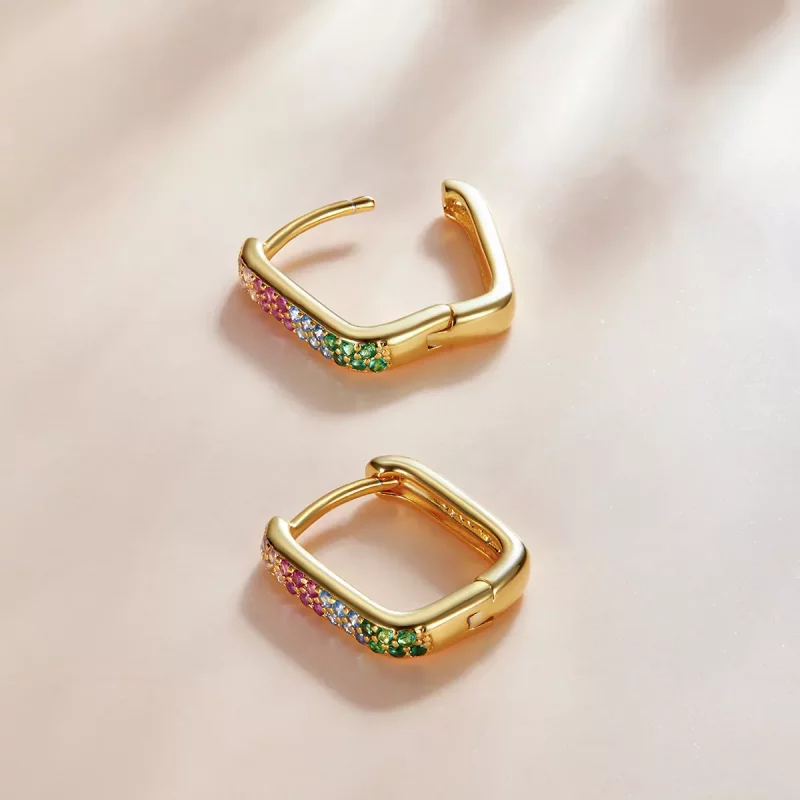 (imagen para) Aretes de argolla cuadrada con estilo Pandora - SCE1218-CF - Ver 2