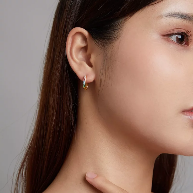 (imagen para) Aretes de argolla cuadrada con estilo Pandora - SCE1218-CF - Ver 5