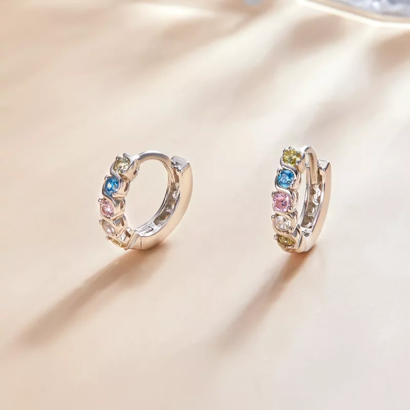 (imagen para) Aretes de argolla estilo Pandora con brillo - SCE1166-A - Ver 2