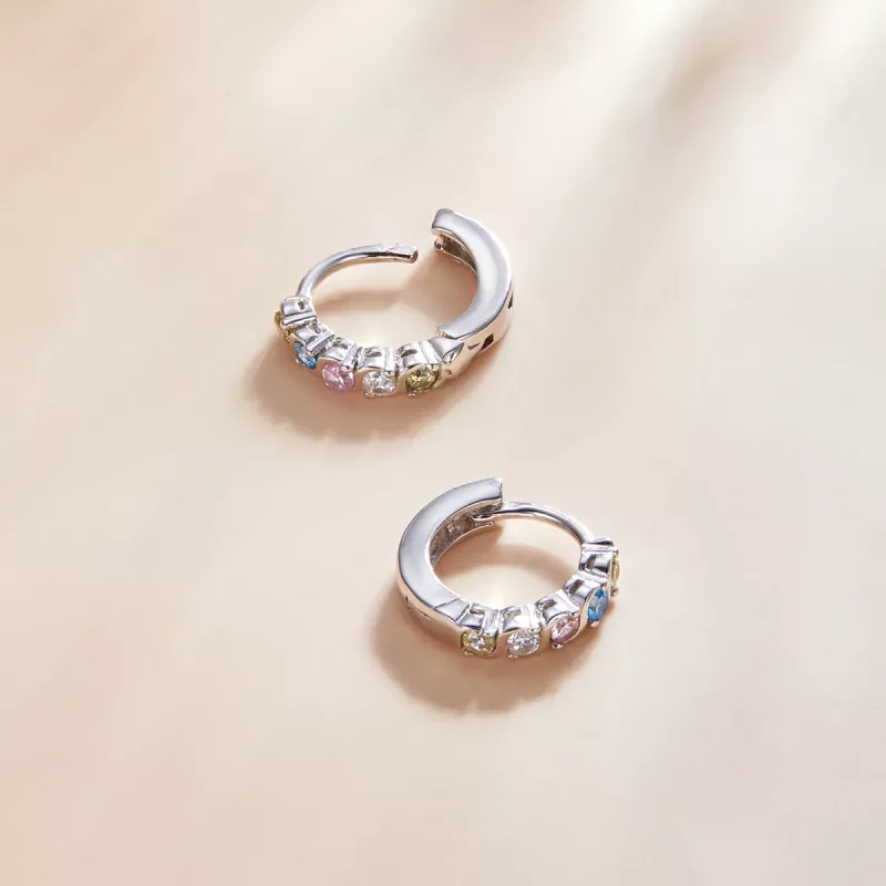 (imagen para) Aretes de argolla estilo Pandora con brillo - SCE1166-A - Ver 3