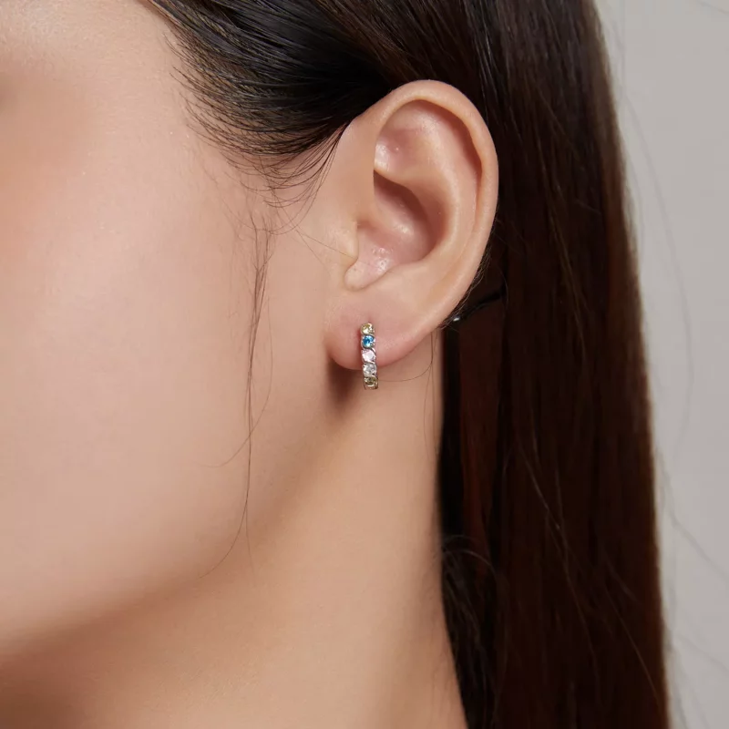 (imagen para) Aretes de argolla estilo Pandora con brillo - SCE1166-A - Ver 4