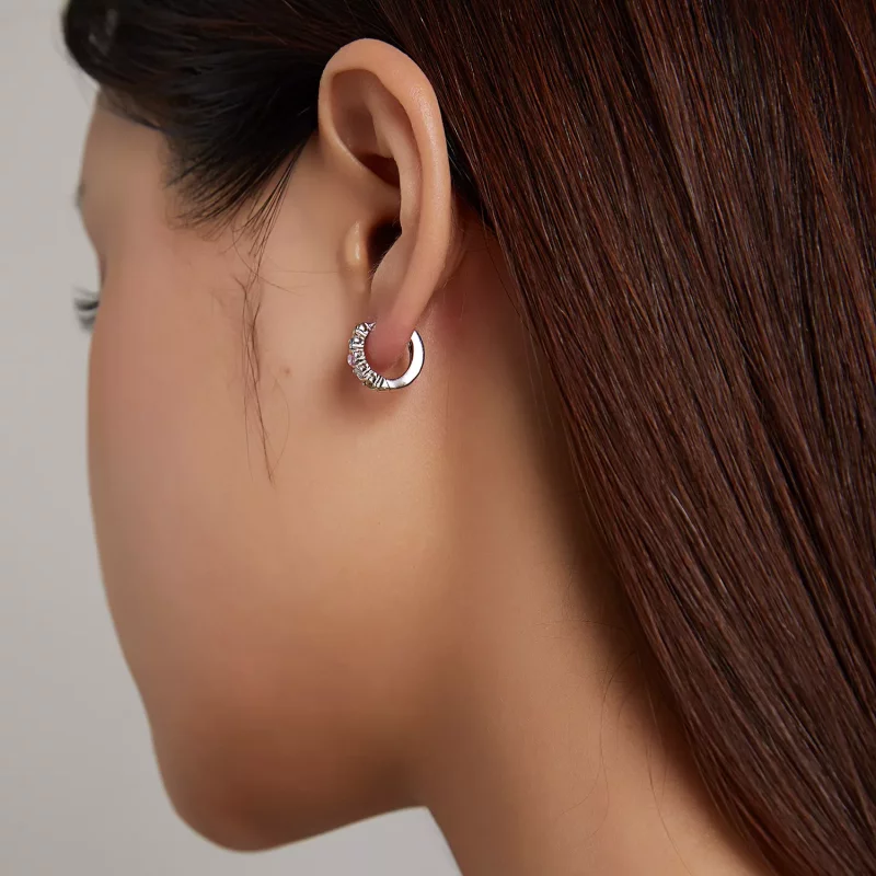 (imagen para) Aretes de argolla estilo Pandora con brillo - SCE1166-A - Ver 5