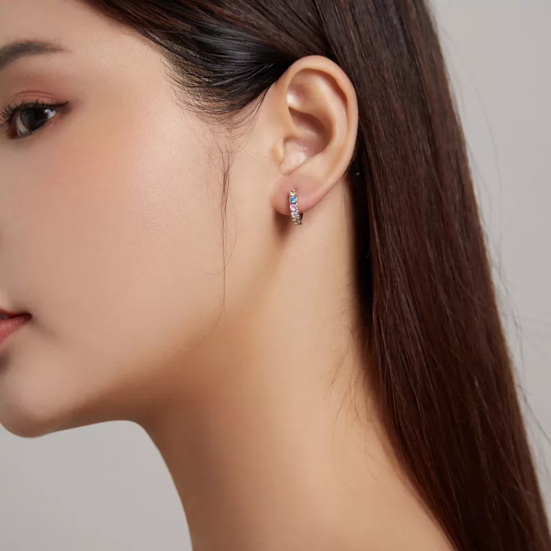 (imagen para) Aretes de argolla estilo Pandora con brillo - SCE1166-A - Ver 6