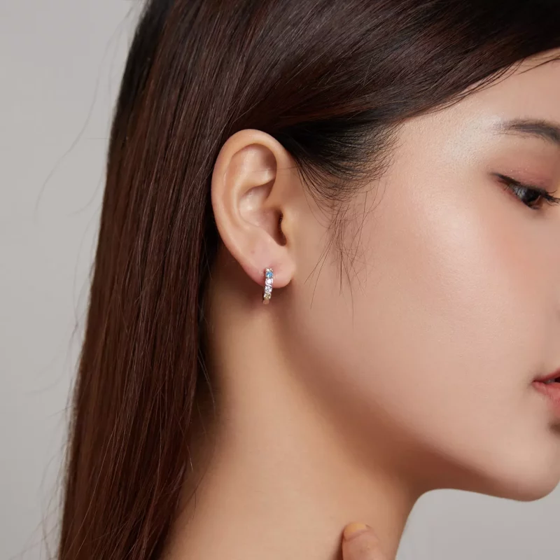 (imagen para) Aretes de argolla estilo Pandora con brillo - SCE1166-A - Ver 7