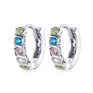 (imagen para) Aretes de argolla estilo Pandora con brillo - SCE1166-A
