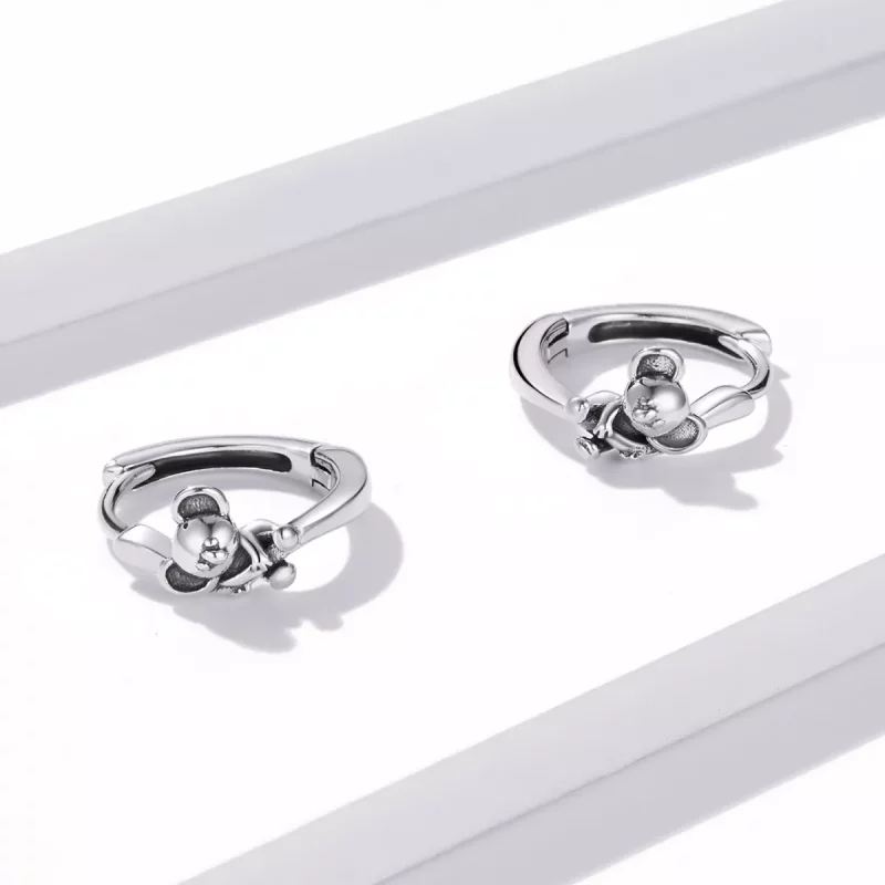(imagen para) Aretes de argolla estilo Pandora con Koalas tiernos - BSE507 - Ver 3